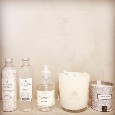 Neutral candle and self-care gift products